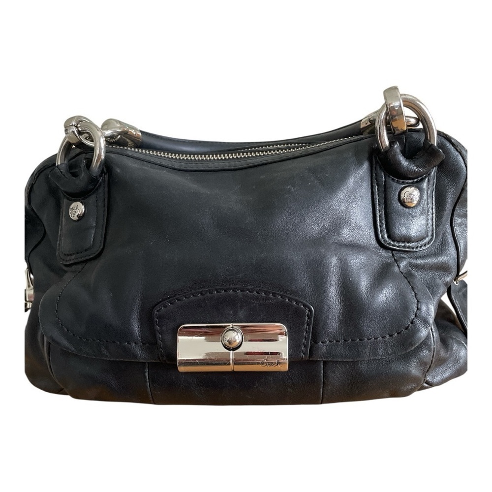 Coach Kristen Black Leather Satchel Shoulder Bag | Silver Hardware | Classic Des - Picture 6 of 11